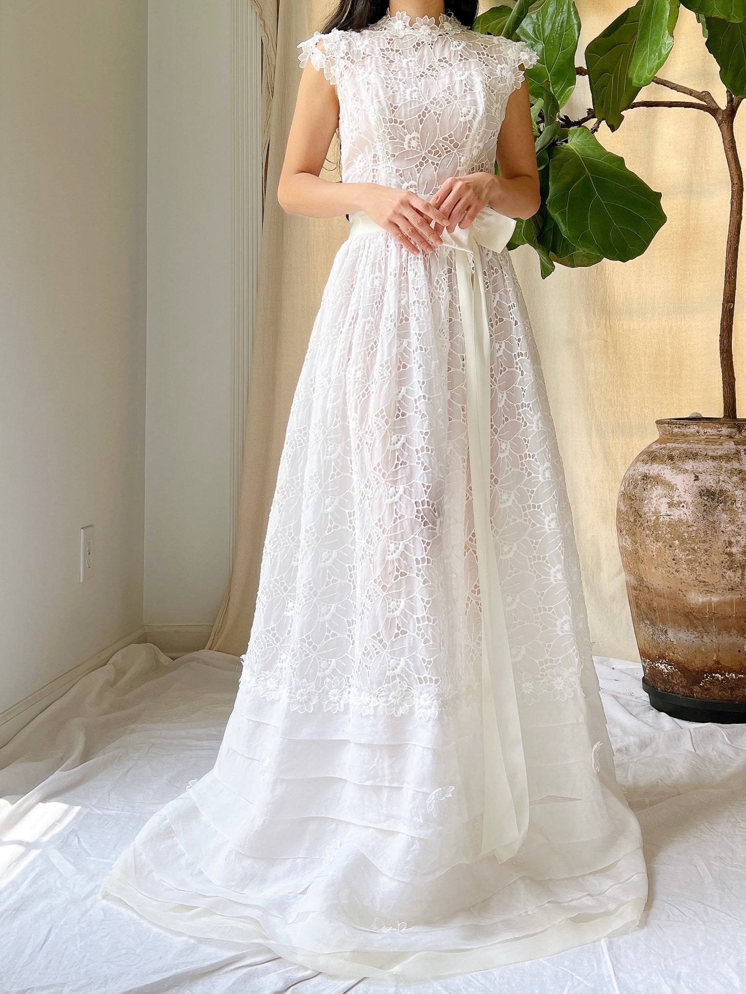 1950s Silk Organza Cutout Gown - XS