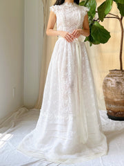 1950s Silk Organza Cutout Gown - XS
