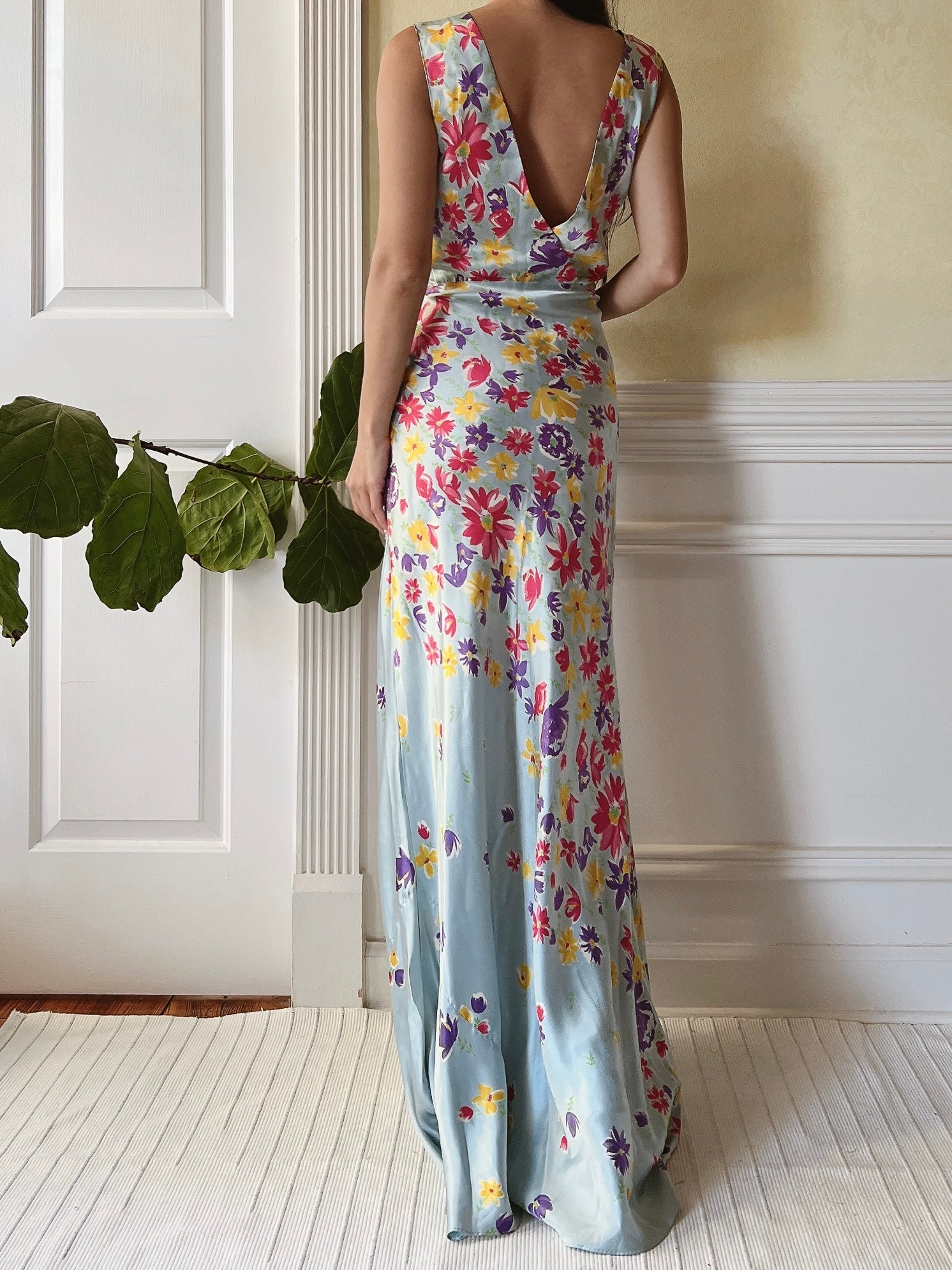 1930s Silk Floral Dress - S/M