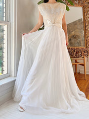 1960s Beaded Chiffon Dress - M
