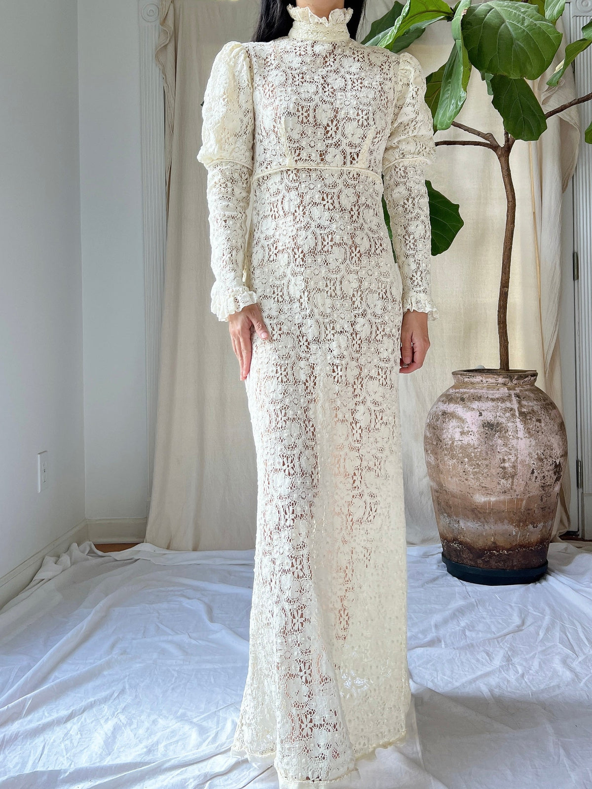 1960s Crochet Lace Gown - XXS