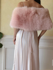 1960s Blush Fox Fur Stole with Silk Ribbons - OSFM