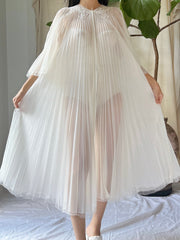 1950s Nylon Pleated Angel Sleeves Dressing Gown - OSFM