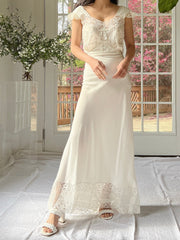 1930s Off White Flutter Rayon Slip - M