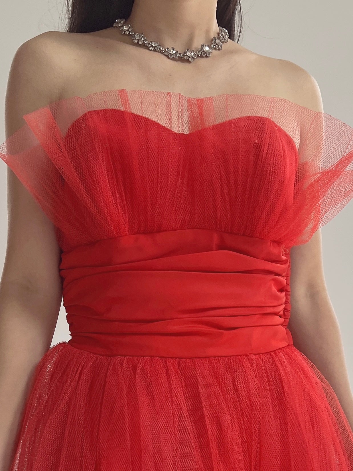 1950s Red Tulle Dress - XS