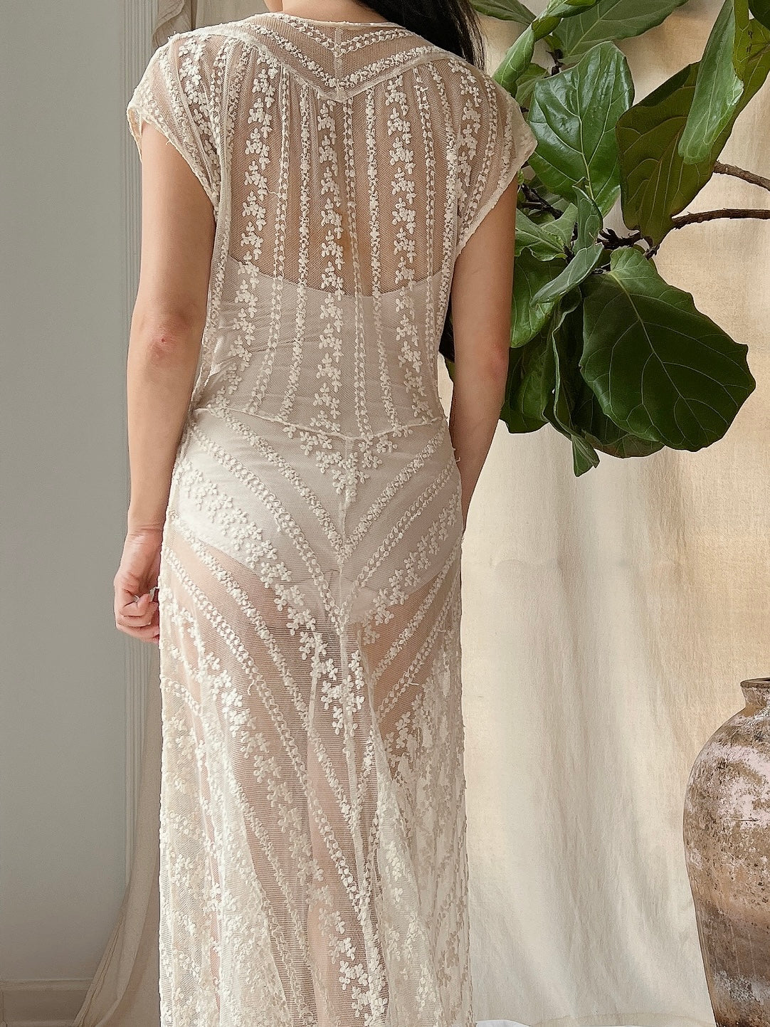 1930s Needle Lace Gown - S