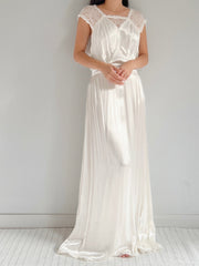 1930s Satin and Lace Dress - M