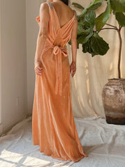 1930s Peach Silk Dress - S