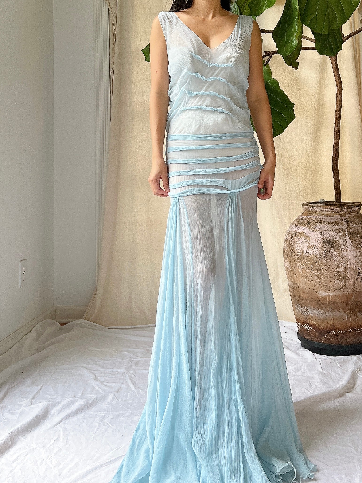 1930s Silk Chiffon Dress - XS