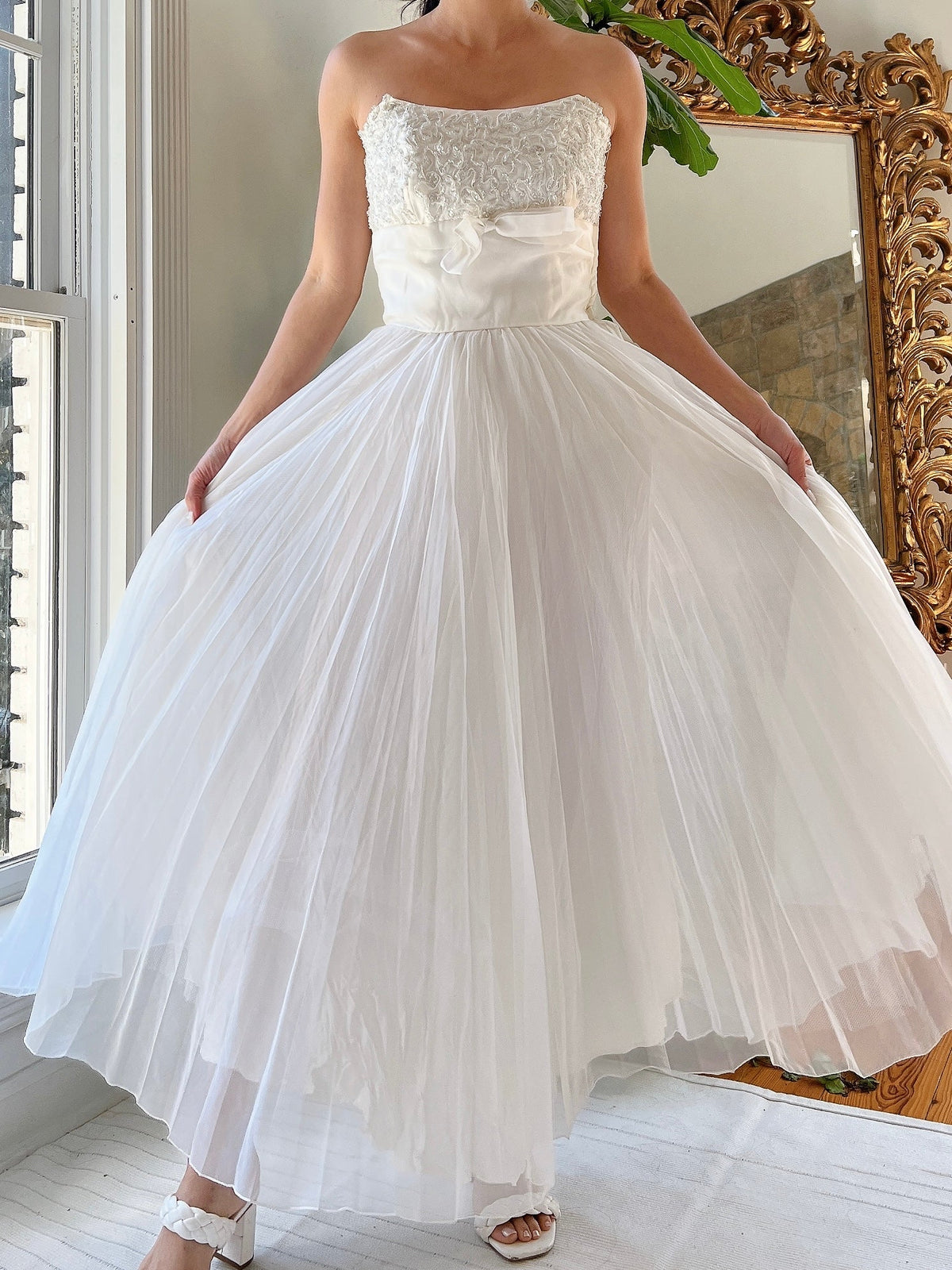 1950s Pleated Nylon Dress - XS