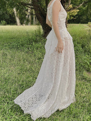 1930s Ivory Organdy Embroidered Cutout Gown - S