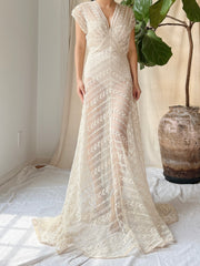 1930s Needle Lace Gown - S