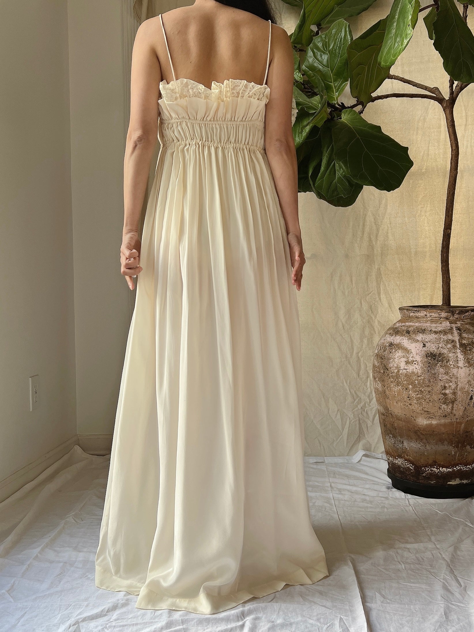 1940s Silk Pleated Gown - S-M