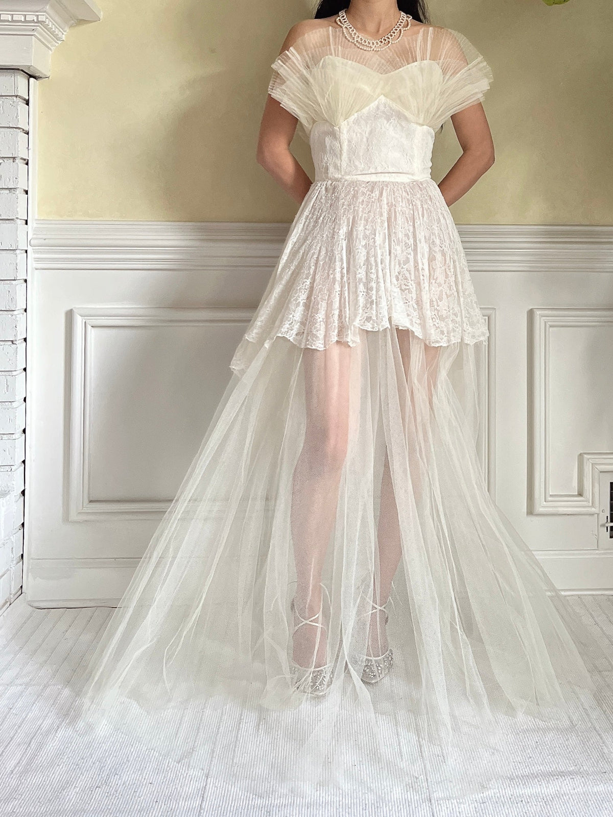 1950s Tulle Sheer Gown - S