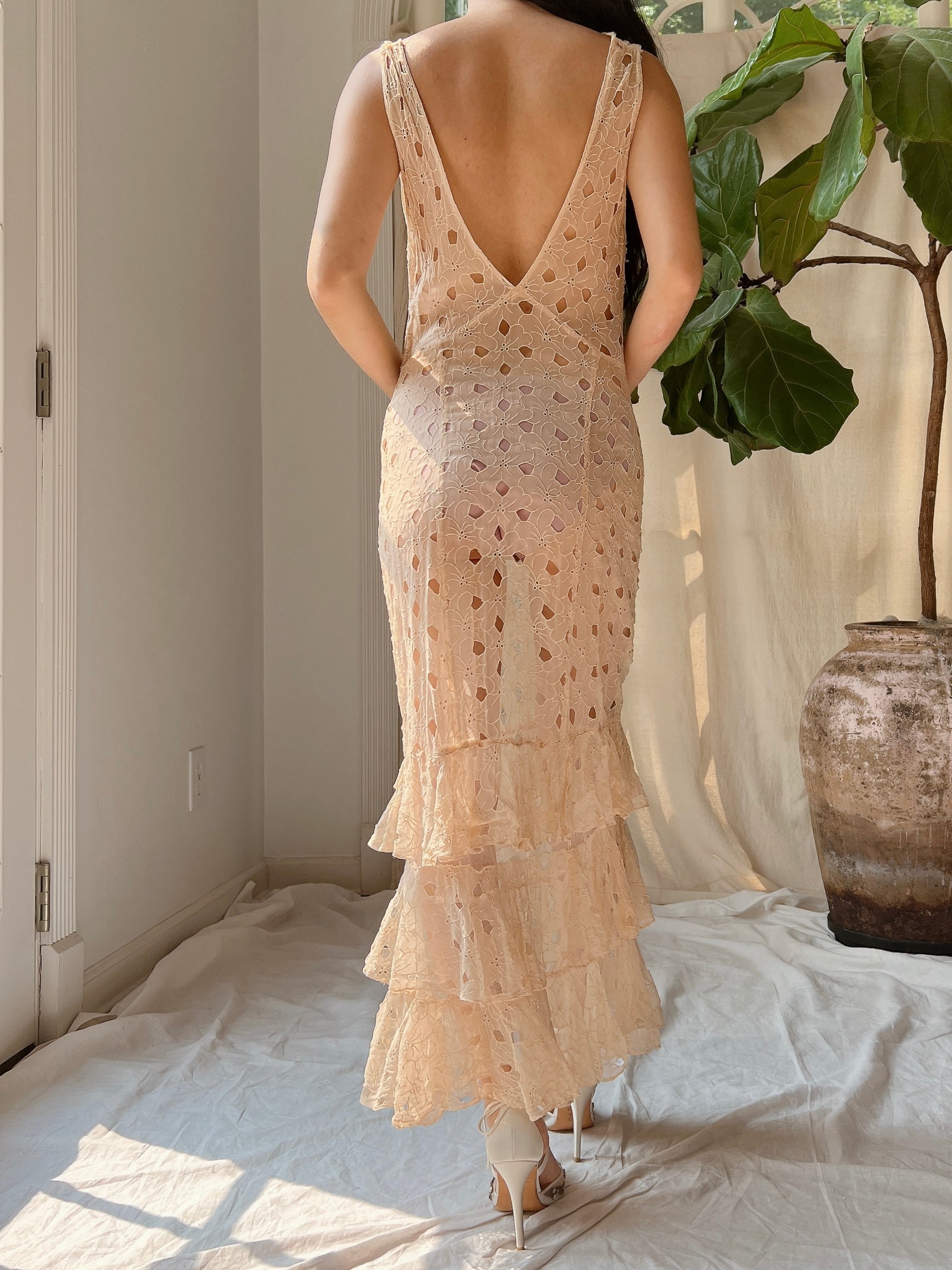 1930s Silk Cutout Dress - XS