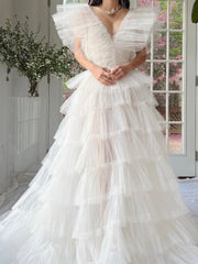 1950s Reconstructed Sheer Pleated Tulle Gown - S