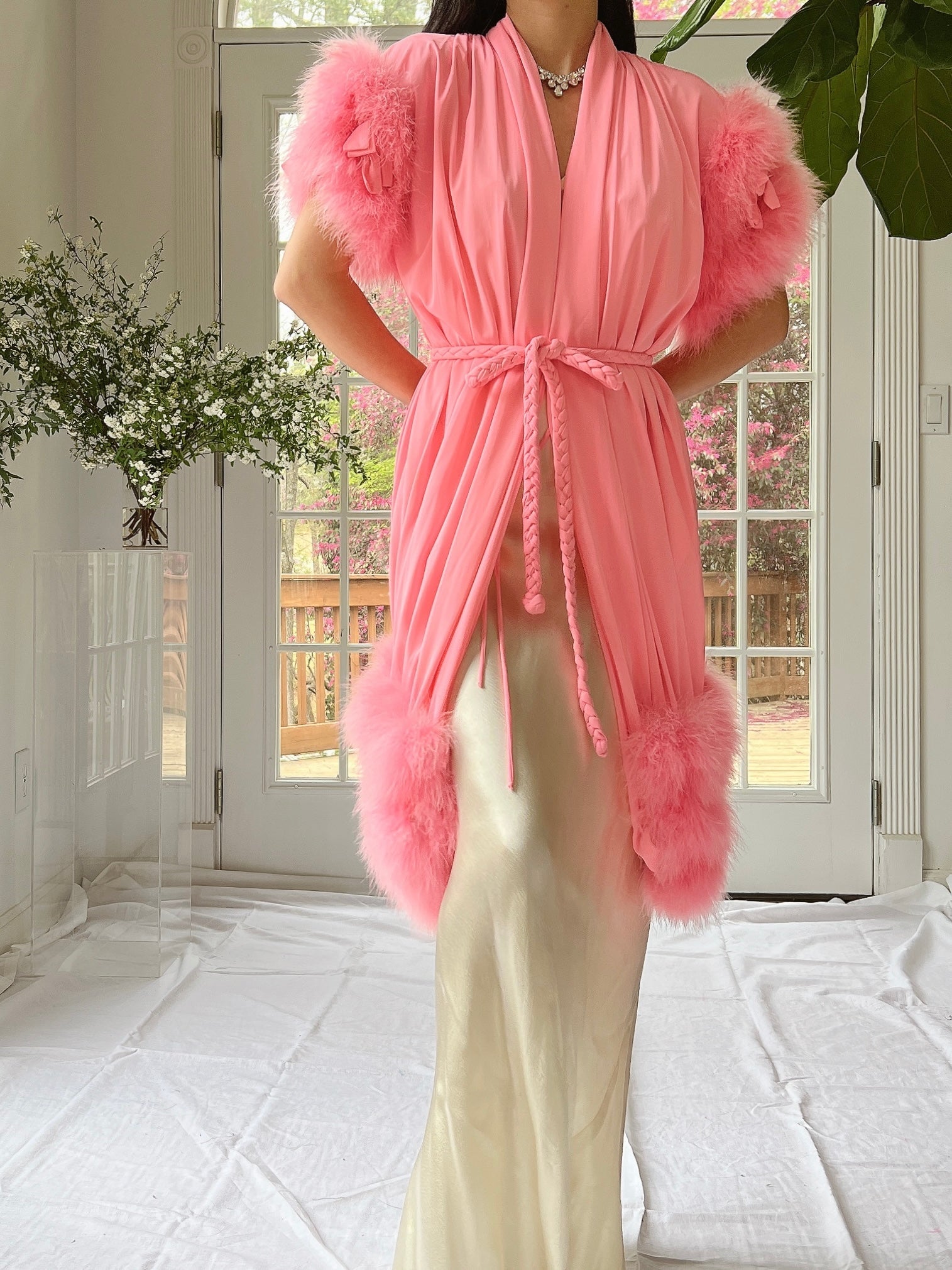 1960s I. Magnin Pink Feather Duster - OSFM