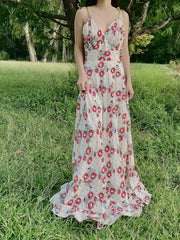 1930s Textured Organdy Floral Gown  - S