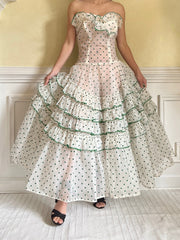 1950s Dotted Voile Dress - S