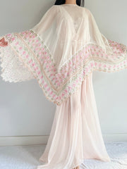 1960s Chiffon and Crochet Asymmetrical Cape - OSFM