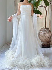 1960s Chiffon Feather Gown - XS