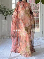 1960s Floral Chiffon Kaftan - OSFM