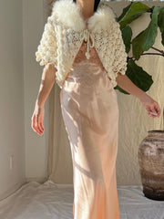 1940s Crochet Fuzzy Collar Bolero - OSFM