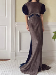 1930s Silk Velvet and Lame' Gown - M