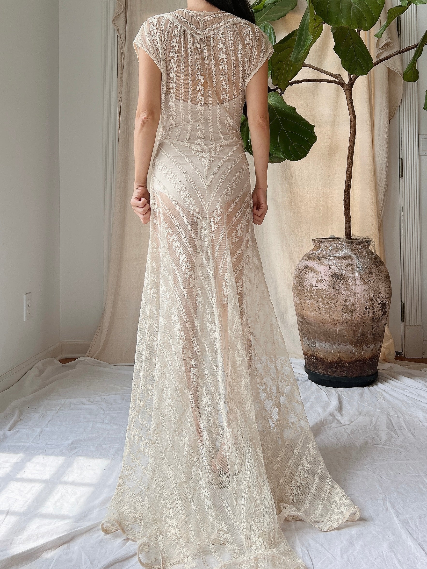 1930s Needle Lace Gown - S