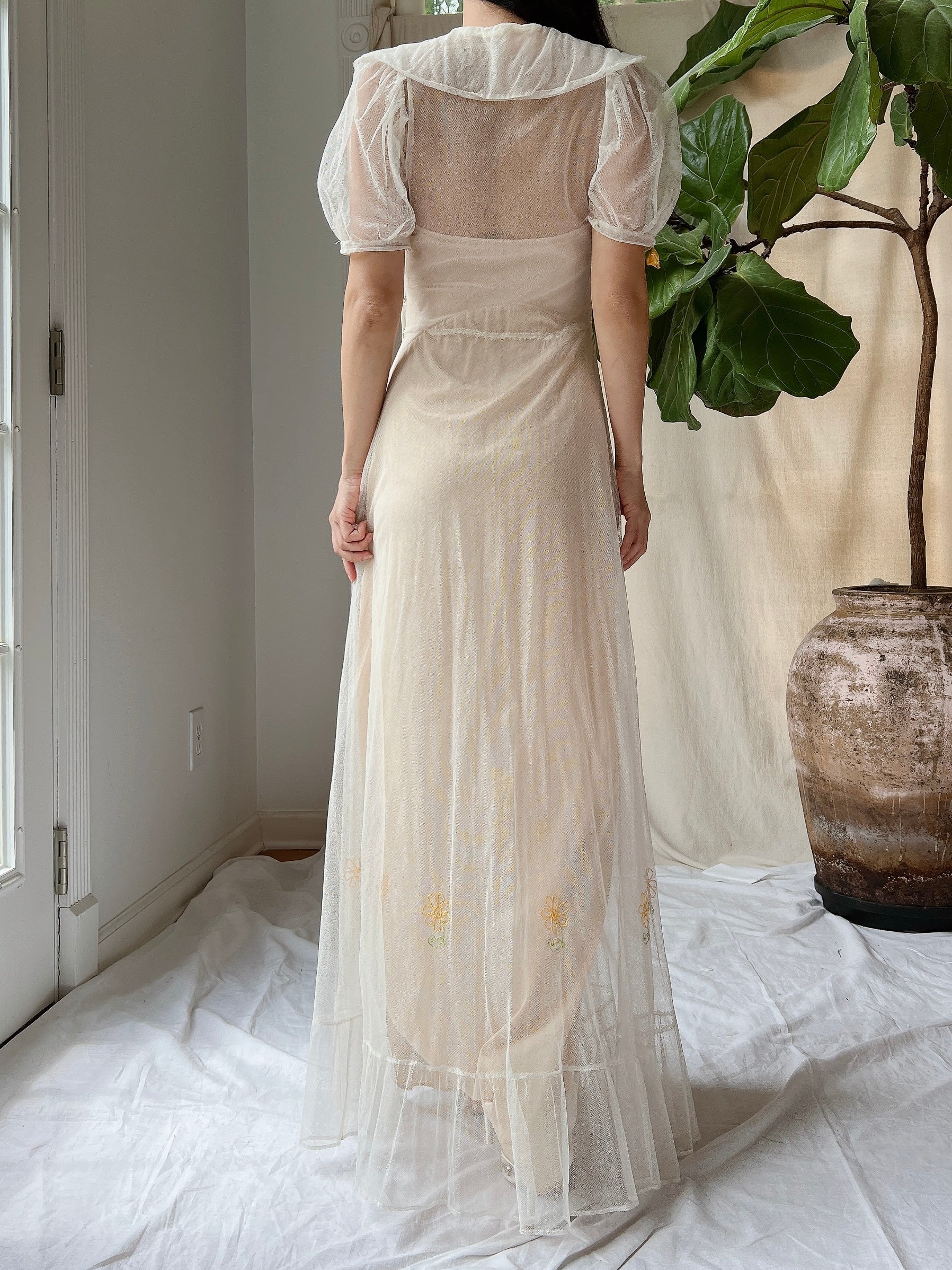 1930s Tulle Bow Dress - XS