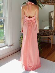 1960s Coral Jersey Halter Dress - S