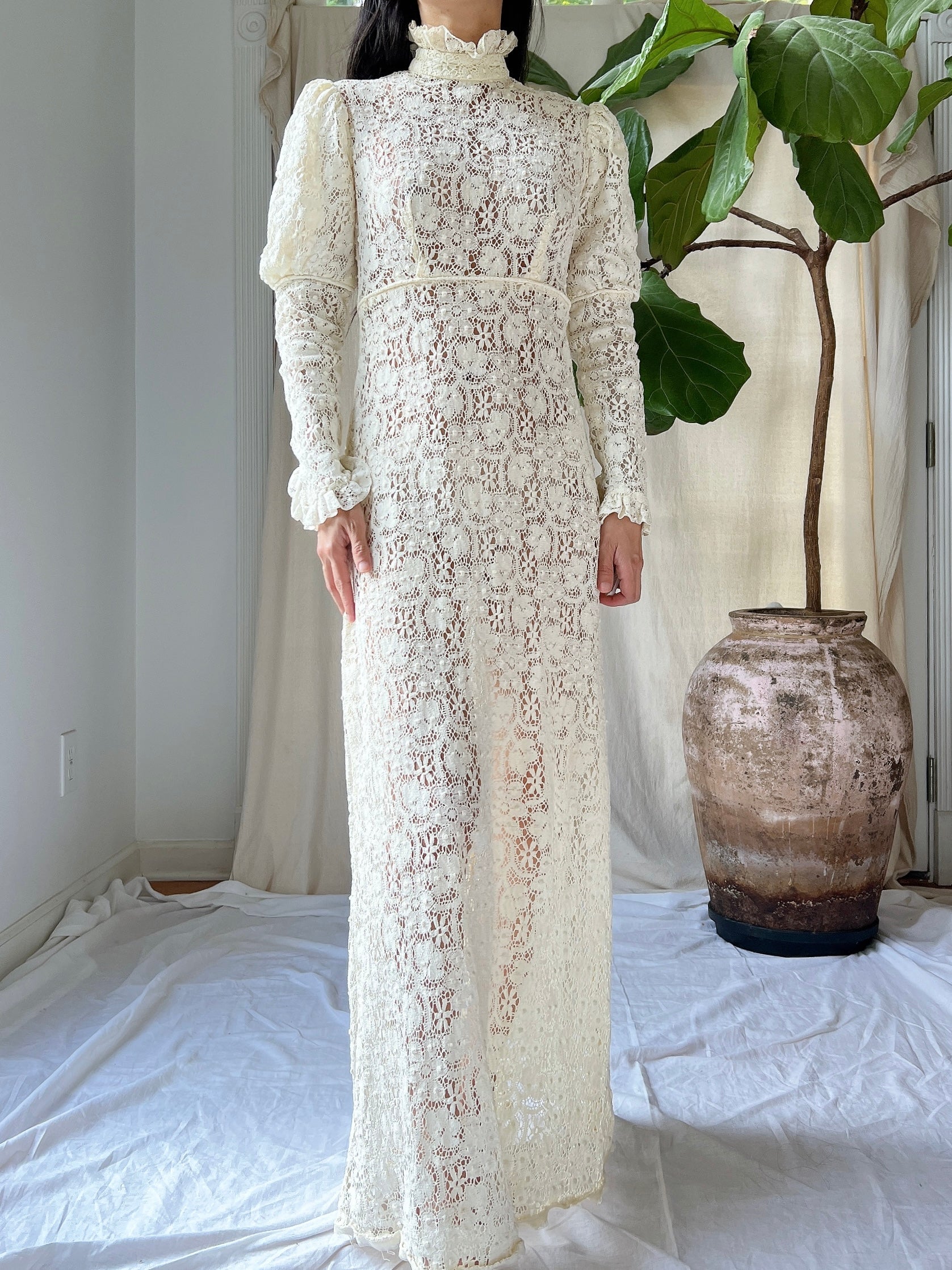 1960s Crochet Lace Gown - XXS