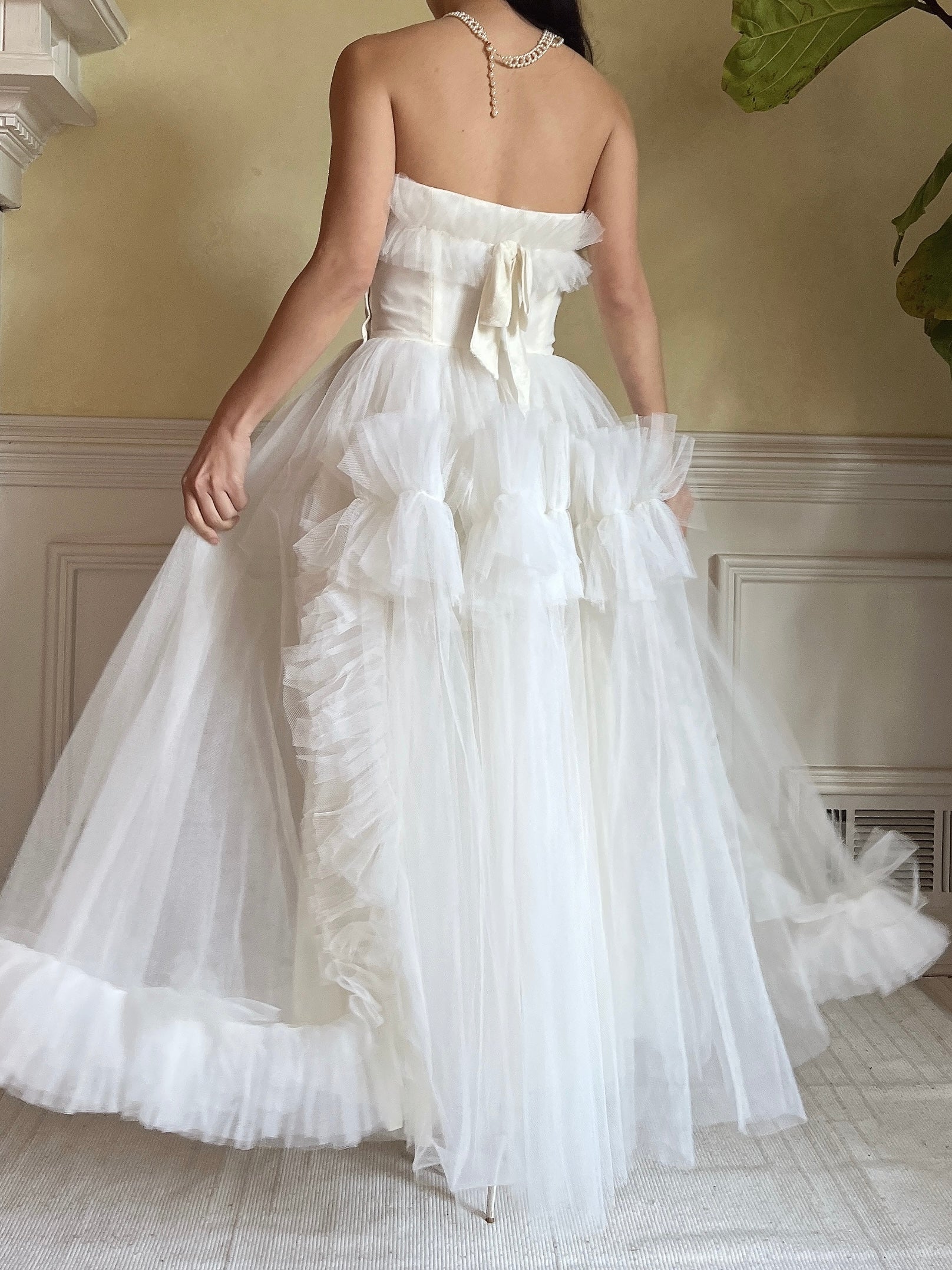 1950s Tulle Ruffle Dress - XS
