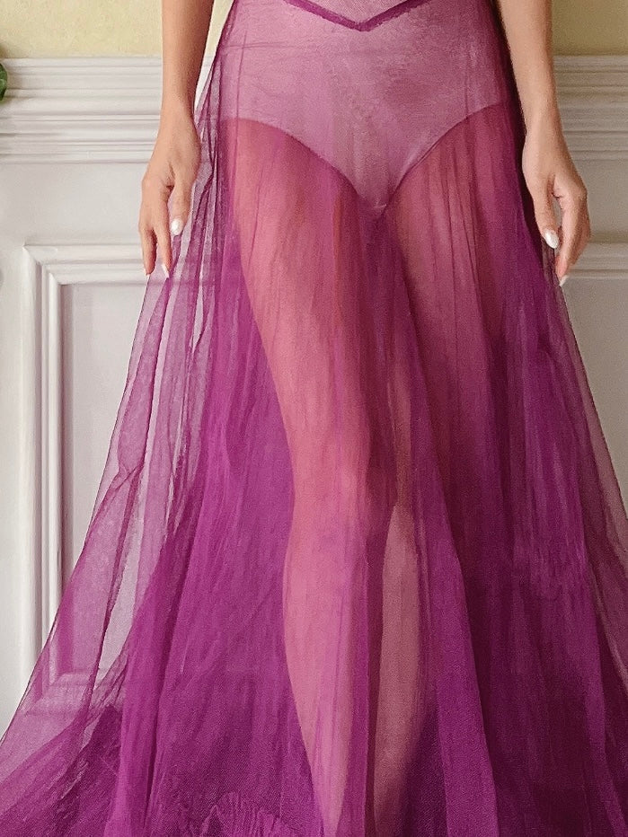 1940s Purple Net Tulle Gown - XS