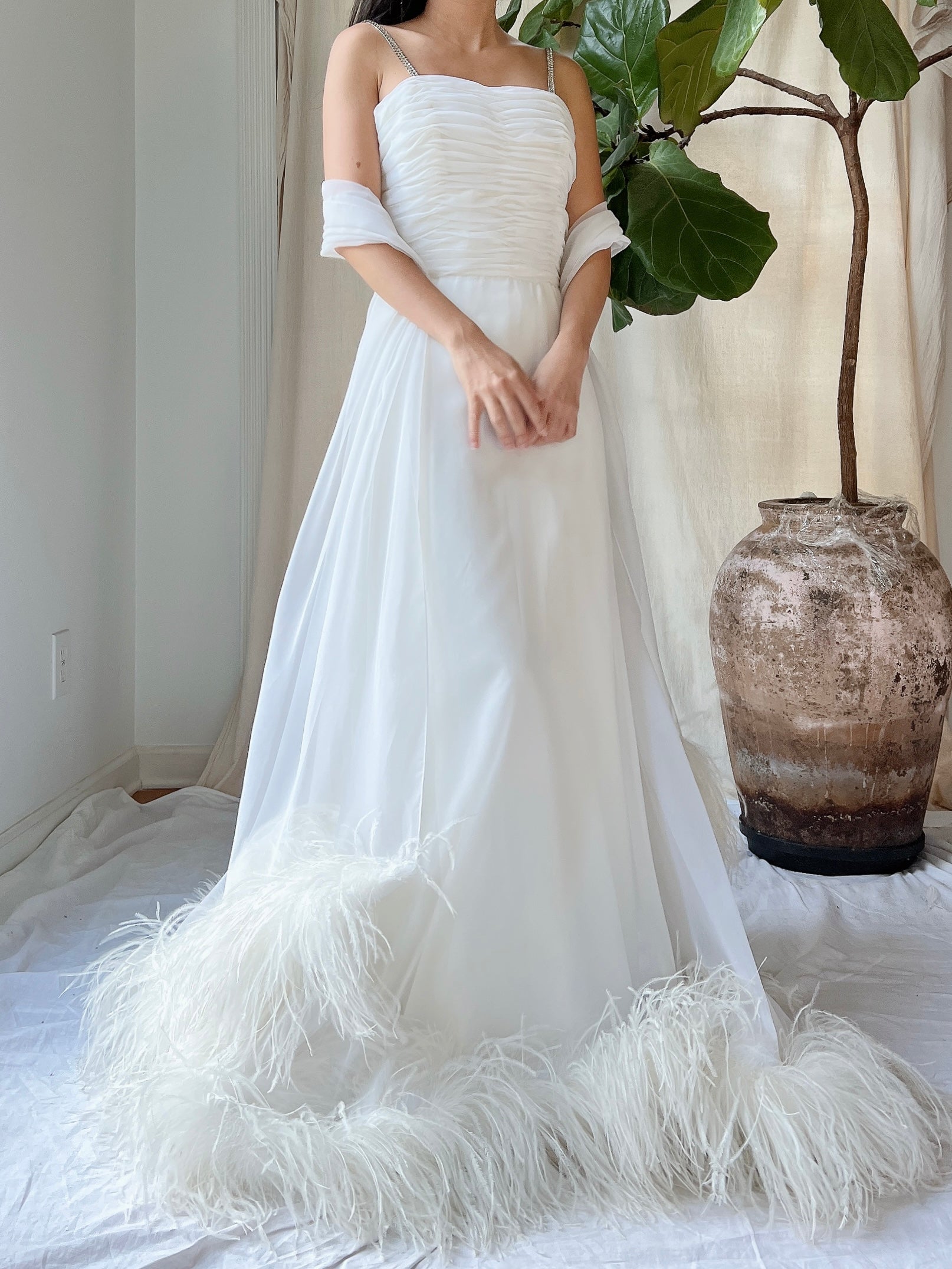 1960s Chiffon Feather Gown - XS