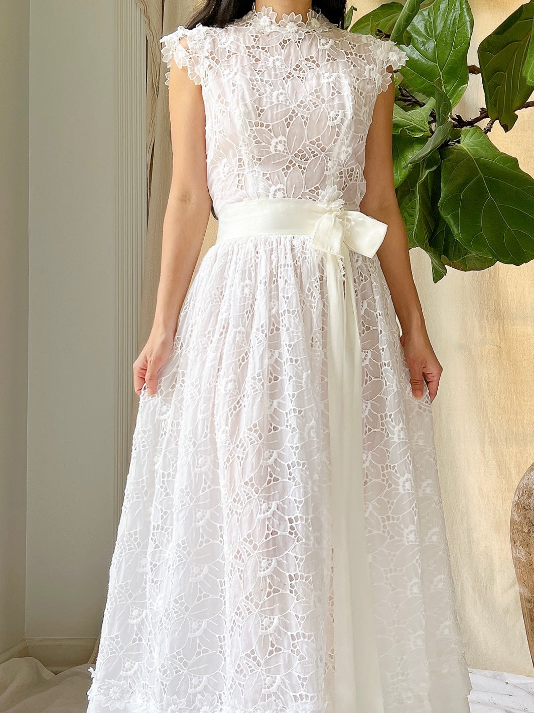 1950s Silk Organza Cutout Gown - XS