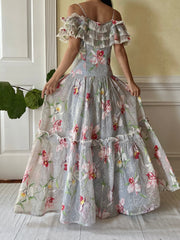 1940s Orchid Textured Organdy Gown - S