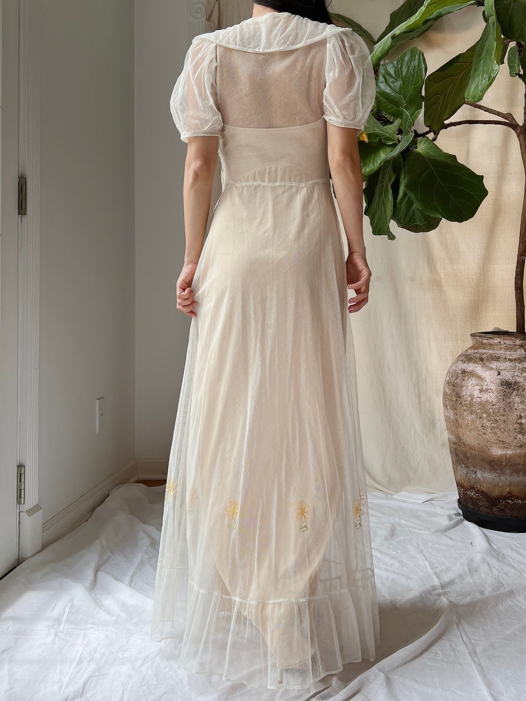 1930s Tulle Bow Dress - XS