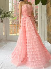 1950s Pink Ruffled Tiered Dress - XS