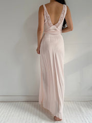 1930s Rayon and Lace Dress - M