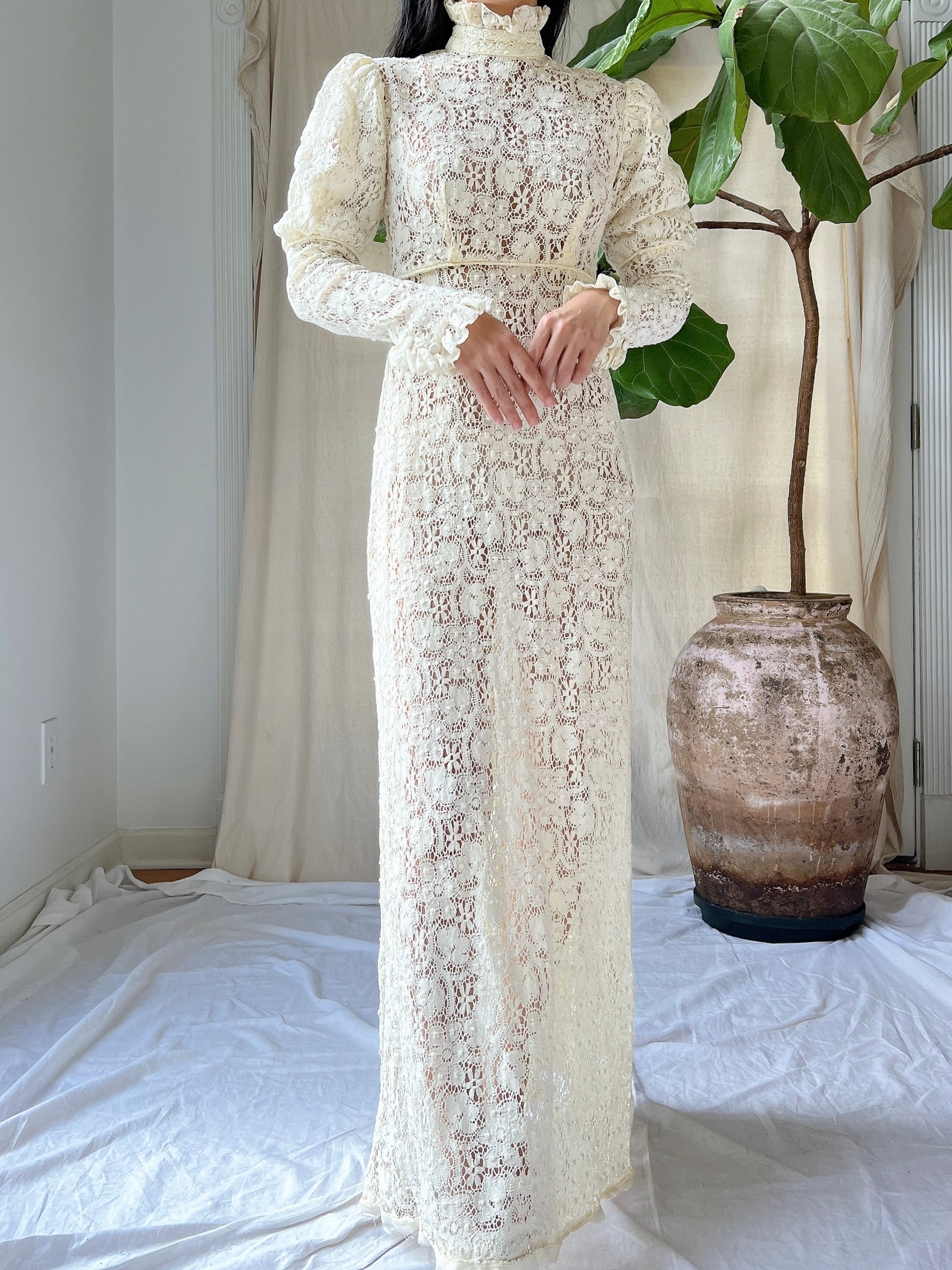 1960s Crochet Lace Gown - XXS