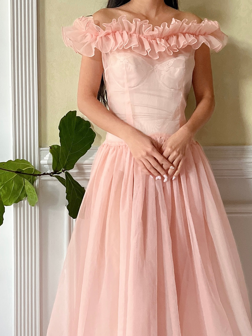 1940s Net Organdy Dress - XS/S