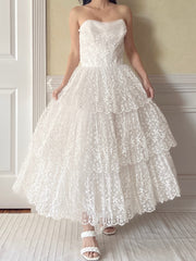 1950s Sweetheart Embroidered Lace Dress - XS