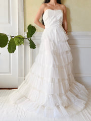 1950s Tulle Strapless Gown  - S