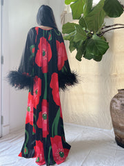 1960s Feather Nylon Poppy Caftan - OSFM