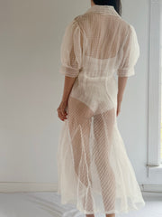 1940s Organdy Puff Sleeve Dress - M