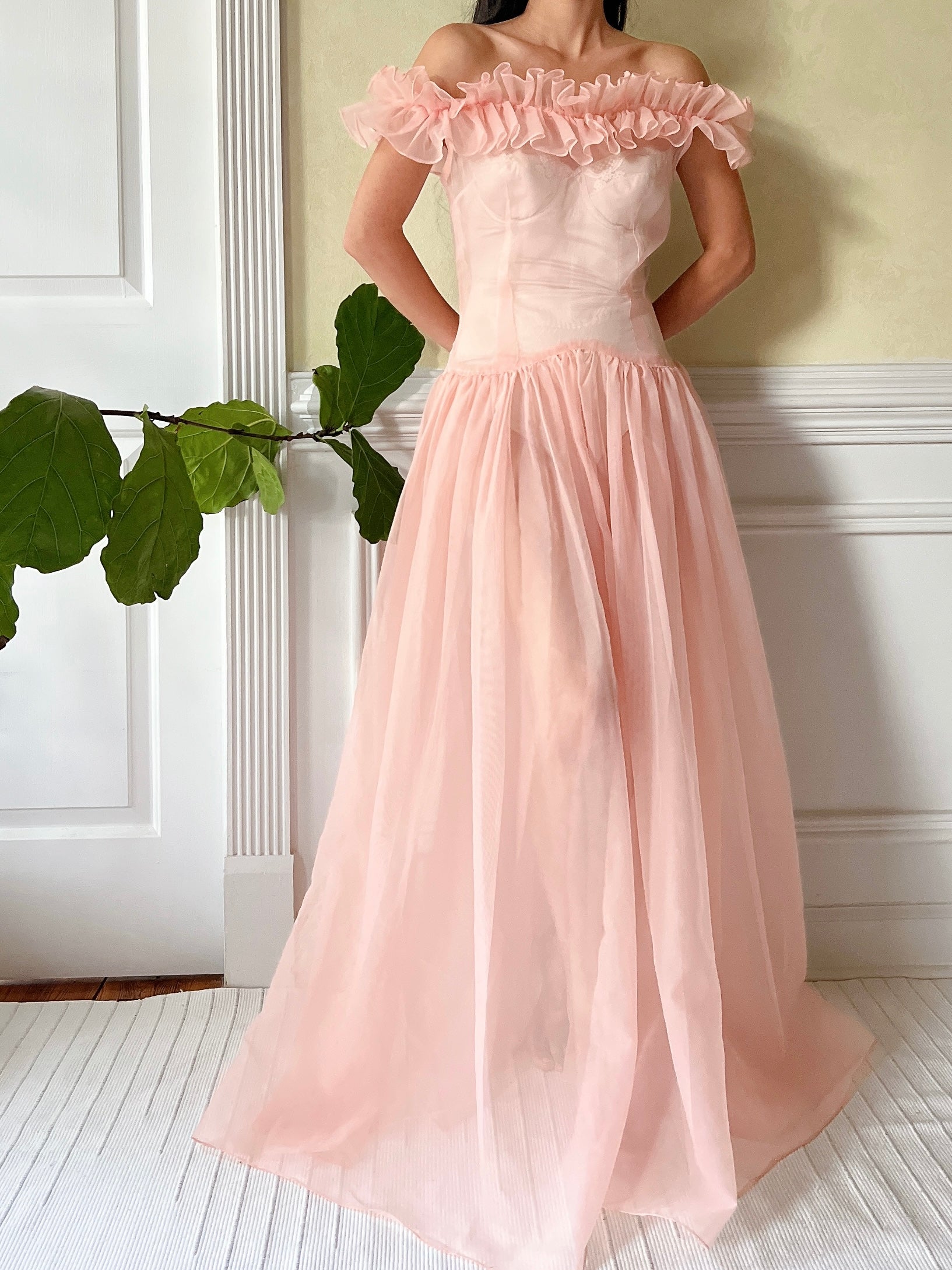 1940s Net Organdy Dress - XS/S