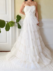 1950s Tulle Strapless Gown  - S