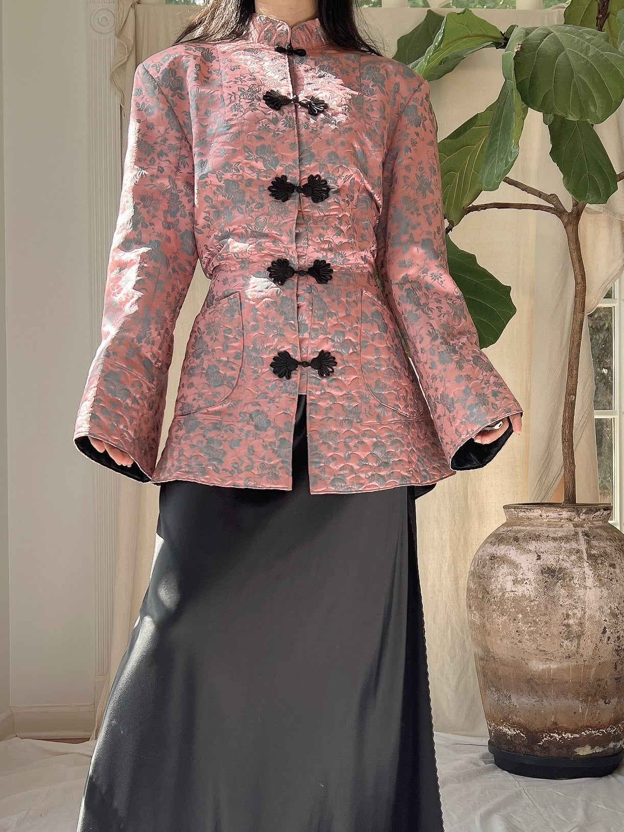 1940s Dusty Pink Brocade Jacket - M