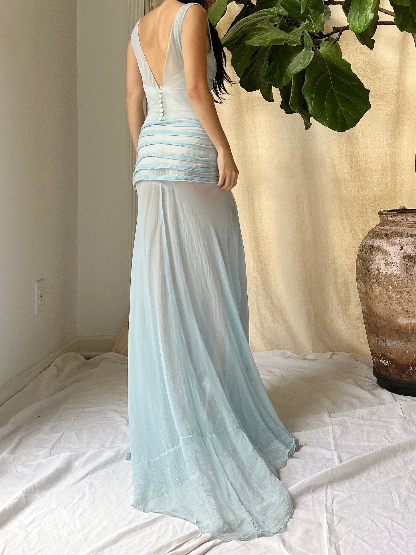 1930s Silk Chiffon Dress - XS